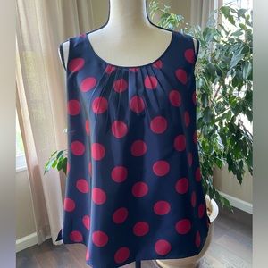Talbots Navy with Red Dots Tank. Size 12 NWOT